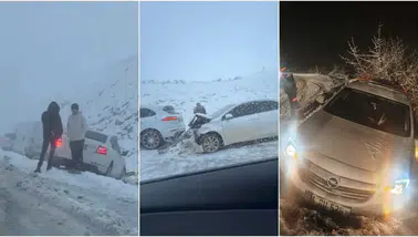 Diyarbakır’da kar yağışı kazalara neden oldu: Araçlar yolda mahsur kaldı