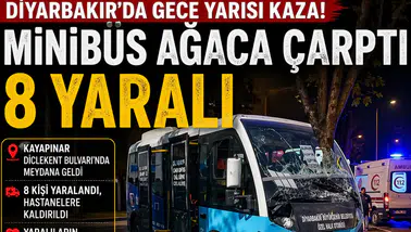 Diyarbakır’da gece yarısı kaza: Minibüs ağaca çarptı, 8 yaralı