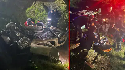 Cenaze yolunda acı haber: Otomobil şarampole uçtu, 4 kişi yaralandı