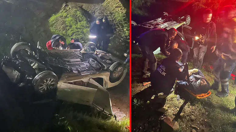 Cenaze yolunda acı haber: Otomobil şarampole uçtu, 4 kişi yaralandı
