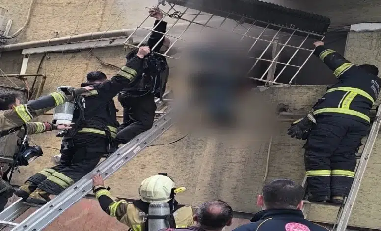 Diyarbakır’da korkutan yangın! Berberde mahsur kalan çırak kurtarıldı